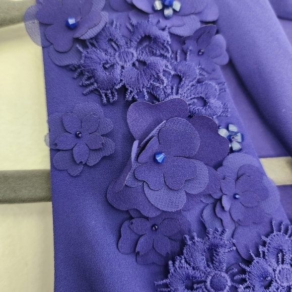 Karen Millen Purple Floral Applique Mini Dress Event Cocktail Party Wedding Gues - Picture 6 of 13